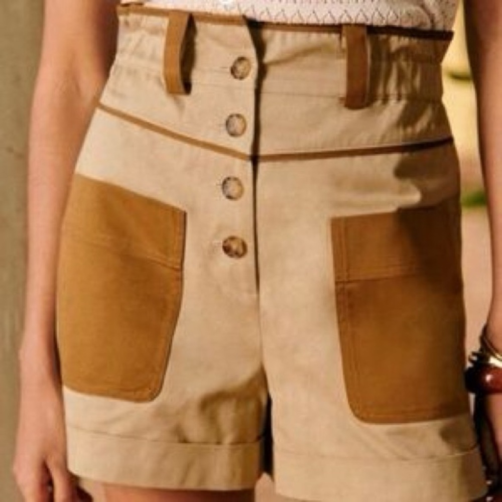 Sezane Tan Cotton Emil Shorts Size 8 (FR 40) BNWOT